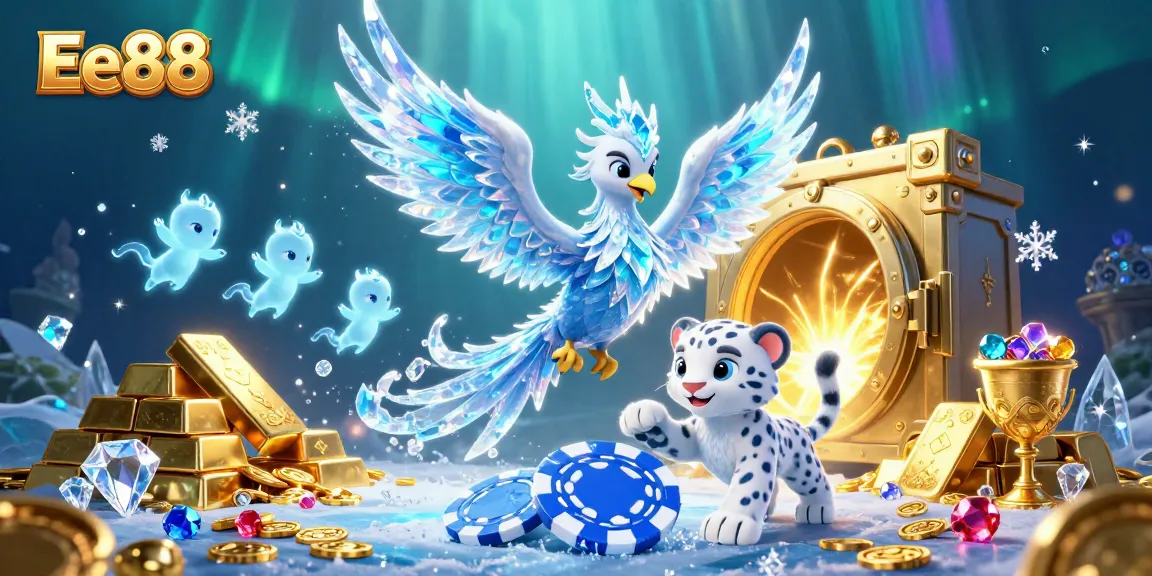 Experience the thrilling enchantment of Ee88 with an ice phoenix and treasures of the casino world.