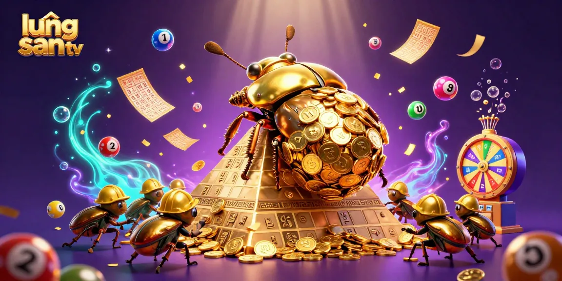 Lương Sơn TV showcases vibrant illustrated gambling scenes with colorful lottery balls and golden elements.