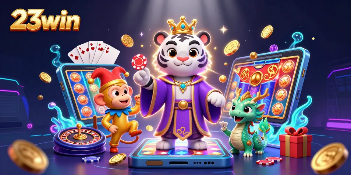 Experience the thrill of 23win with vibrant gambling elements around mythical creatures in a fantasy setting.