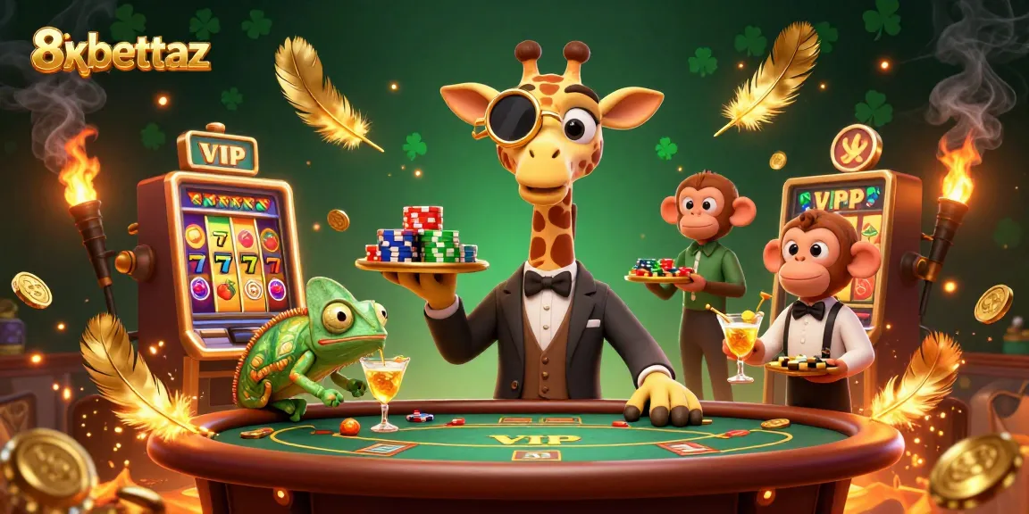 Experience thrilling action with 8xbettaz while the giraffe gambles at the VIP poker table.