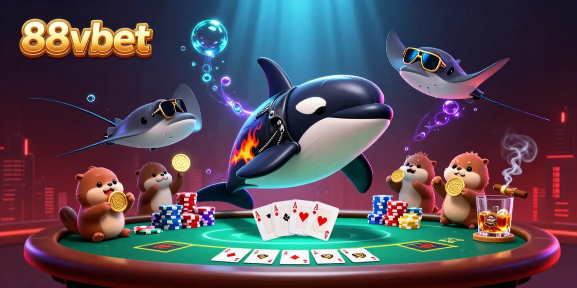 Experience the thrill of 88vbet's vibrant gaming world with cartoon characters in a bustling casino scene.