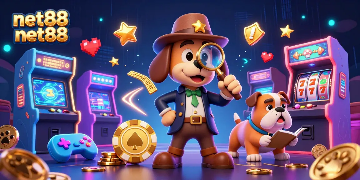 Engage in thrilling gameplay with net88 net88 themed illustration showcasing detectives in a casino