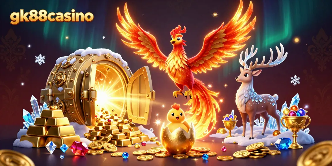 Experience thrills and wins at gk88casino with stunning 3D casino imagery featuring mythical elements and treasures.