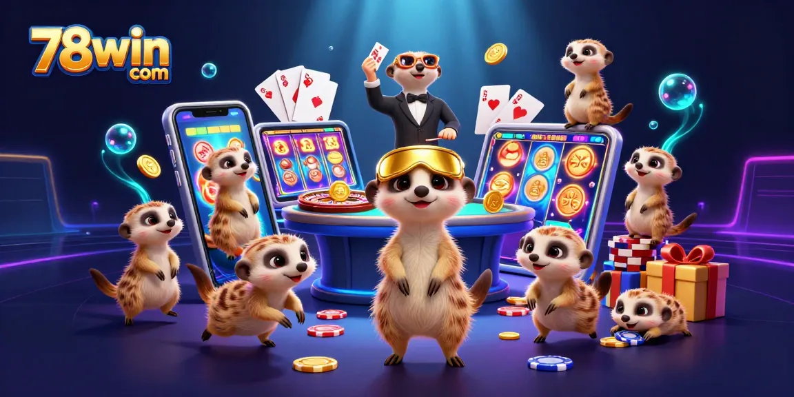 Engage in thrilling gameplay at 78win com with meerkats running a vibrant casino adventure.
