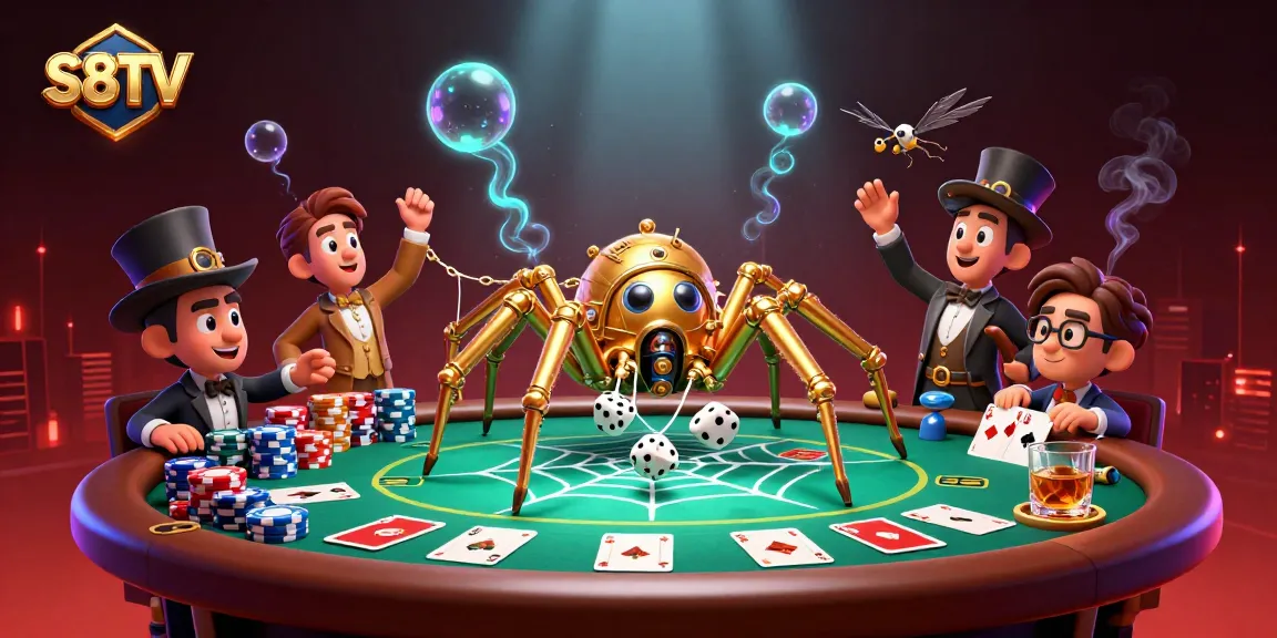 S8TV offers unique online betting experiences surrounded by vibrant gaming elements in a lively steampunk setting.
