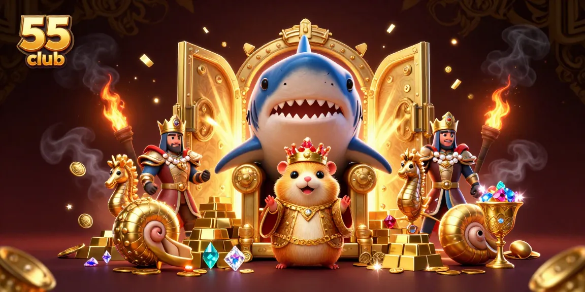 Spin to win big at the 55 club with our golden hamster king and treasure-filled casino!