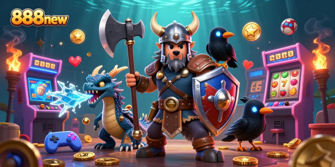 Experience thrilling slots excitement with 888new's vibrant Viking adventure and icy dragon magic.
