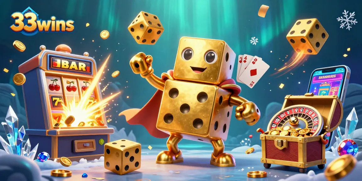 Experience the thrill of 33wins with colorful casino games and a jackpot explosion scene.