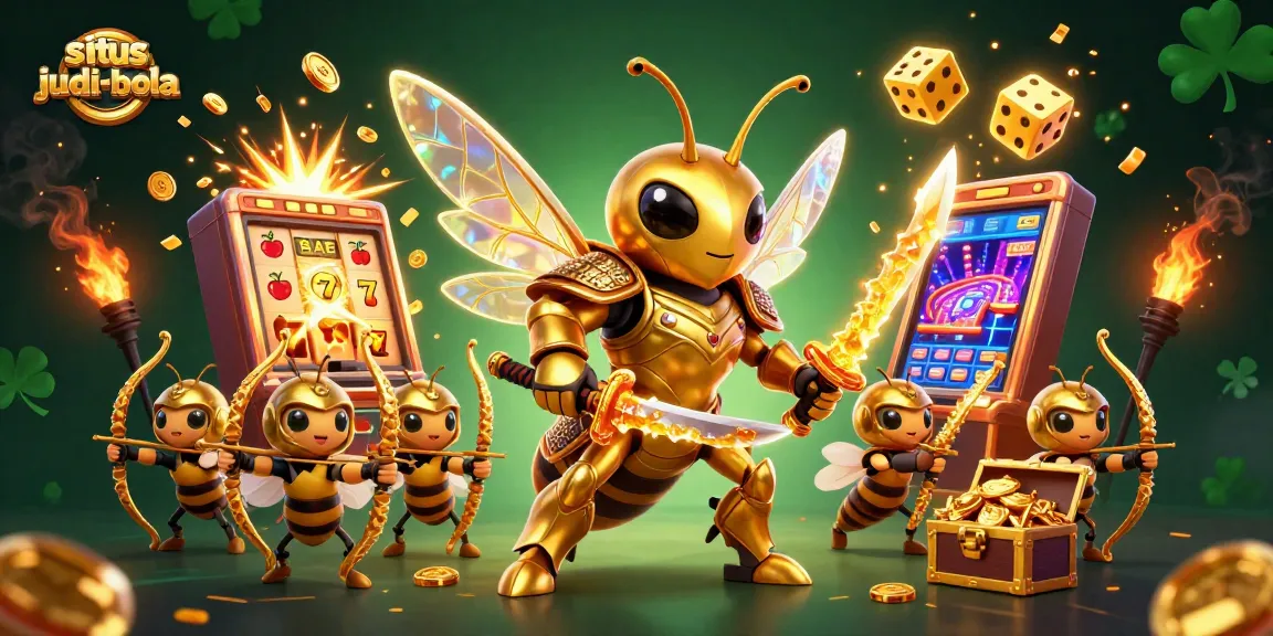 Bet on thrilling moments at situs-judi-bola with captivating 3D casino graphics featuring golden samurai hornets.