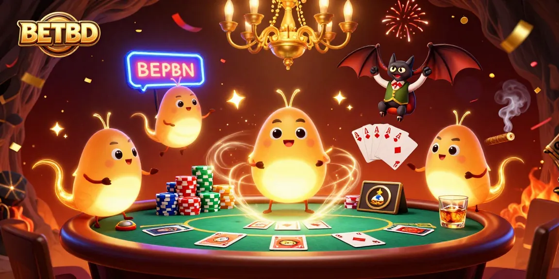Experience BETBD's vibrant casino atmosphere with glowworms lighting up a unique poker scene.