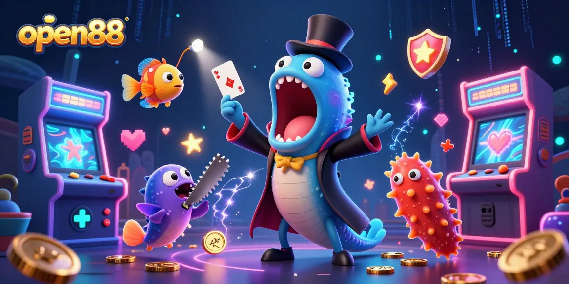 Experience open88's thrilling magic: a gulper eel, anglerfish, and sea cucumber in action.
