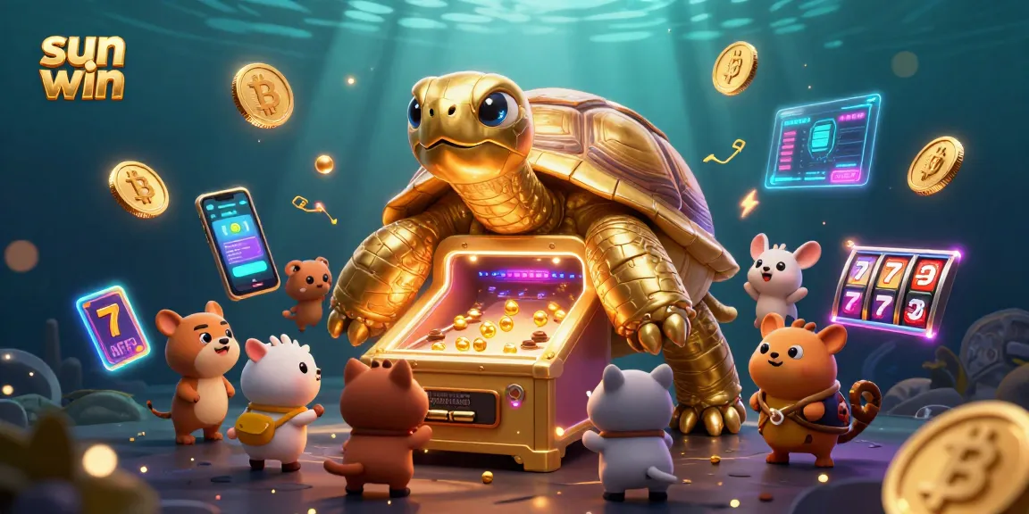 Experience fun and excitement at sun win with a vibrant, colorful casino scene featuring gaming elements.