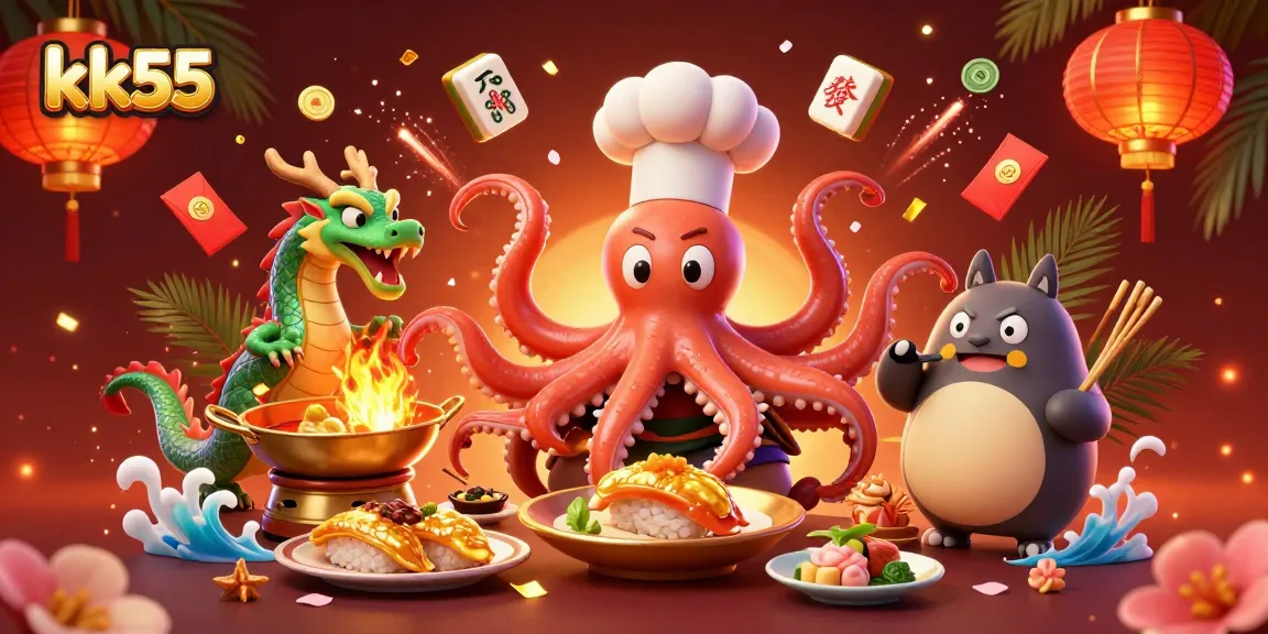 Engage with kk55's vibrant casino world featuring dynamic 3D characters and rich gaming elements.