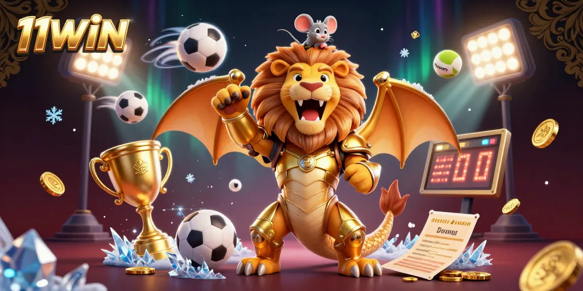 Engage with 11WIN through a dynamic 3D sports betting illustration showcasing thrilling gameplay.